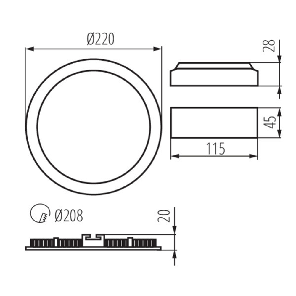 Cветильники 18 ватт KANLUX ROUNDA V2LED18W-NW-SR