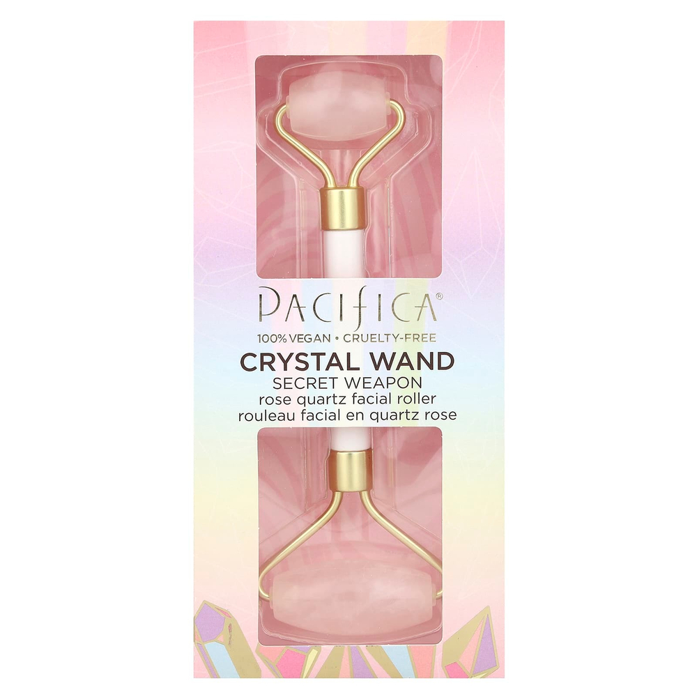 Pacifica, Crystal Wand, массажер-ролик для лица из розового кварца, 1 шт.