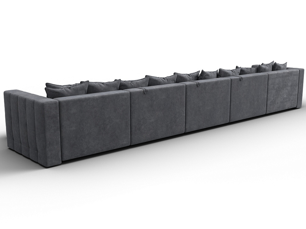 Диван П-образный Лига-052 НПБ МегаЛонг, BRUT 16 ВЕЛЮР темно-серый