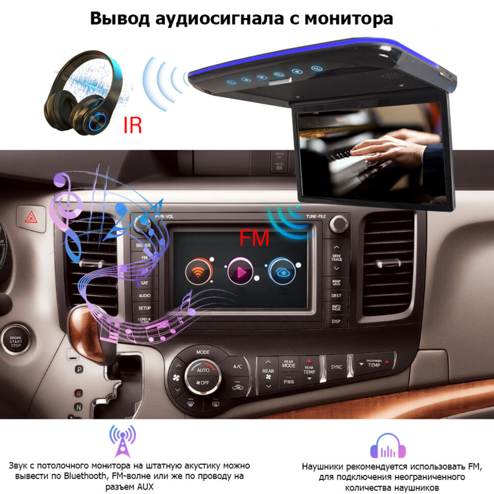 Монитор потолочный - ERGO ER1330AN-OLED с экраном 13,3” (1920х1080 OLED FullHD, смарт ТВ, 3+64Gb) серый