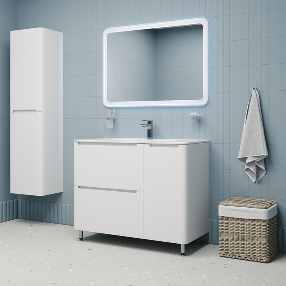 Тумба с умывальником IDDIS Edifice, напольная, 100 см, белая, EDI10WFi95K