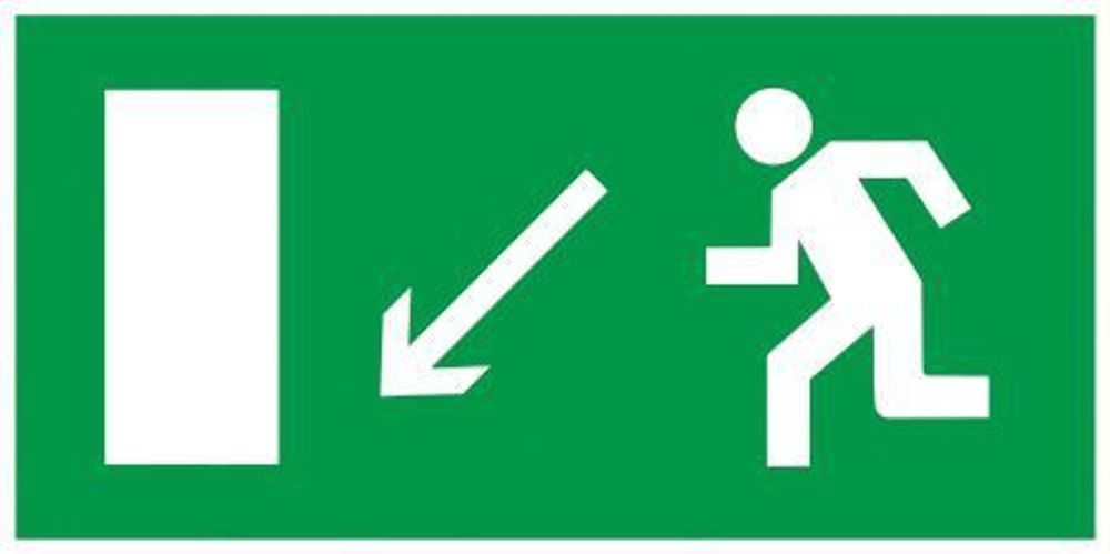 Этикетка самоклеящаяся 200х100мм "Направление к эвакуационному выходу налево вниз" IEK YPC30-2010NEV-NALVN