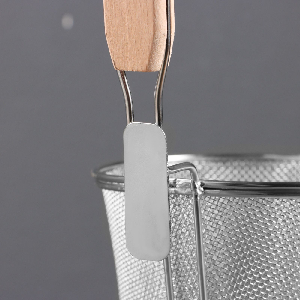 Корзинка для приготовления картошки фри, 35см, дерев ручка (Цвет: не задано)