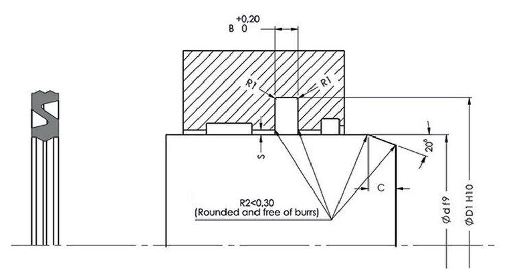 A856-023 Пневматическое уплотнение штока 23-32-3