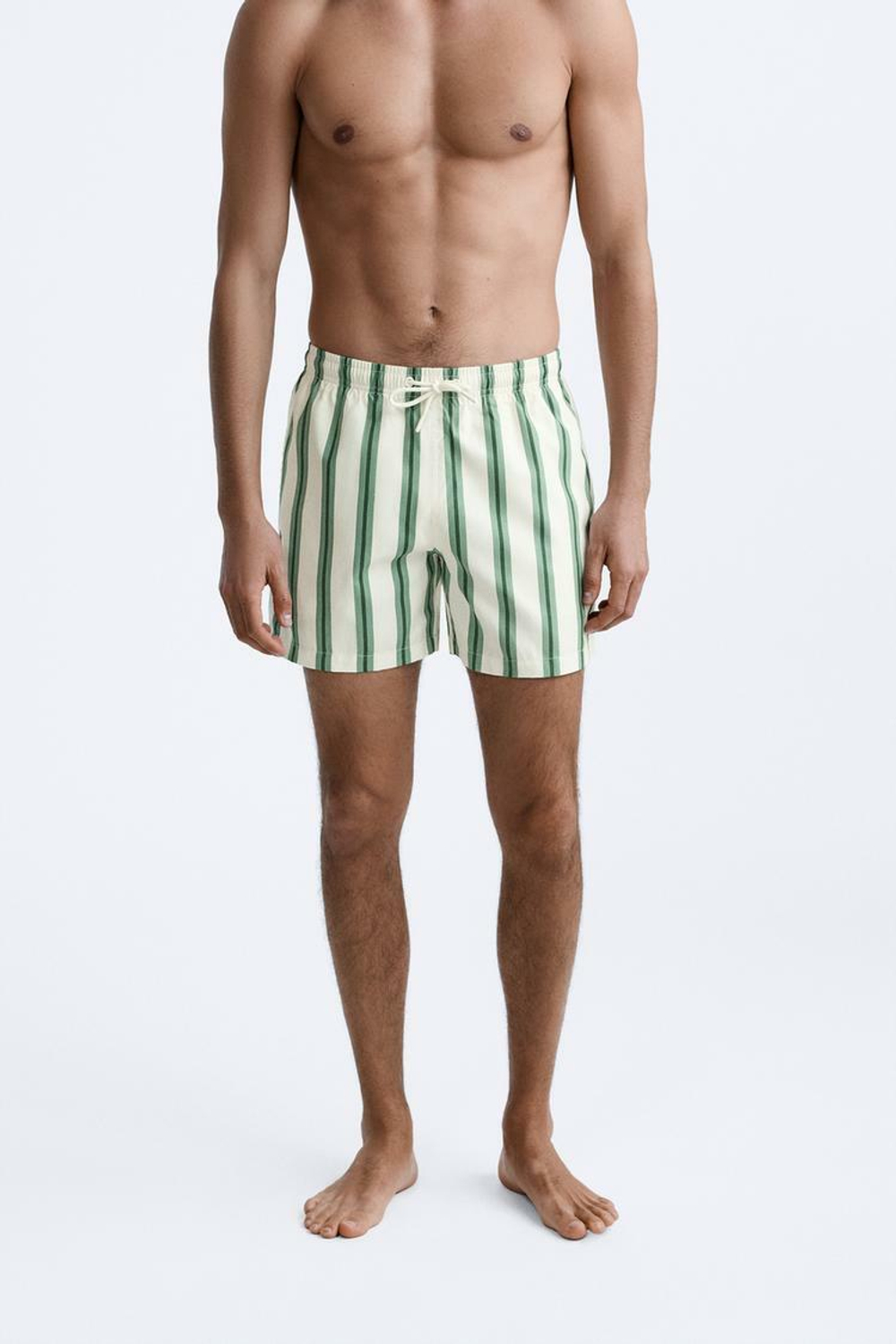 ZARA ПОЛОСАТЫЕ ПЛАВКИ, БУТЫЛОЧНО-ЗЕЛЕНЫЙ