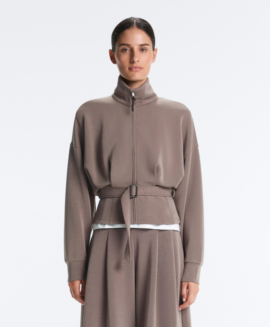 Oysho Мягкая куртка облегающего кроя, серо-коричневый