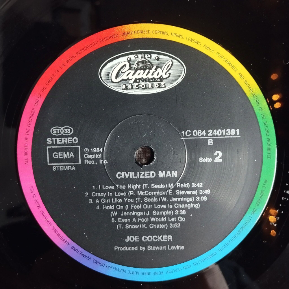 Винтажная виниловая пластинка LP Joe Cocker Civilized Man (Germany 1984) A Girl Like You