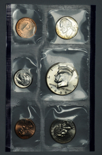 Набор 5 монет США + жетон 1998 г. (в запайке монетного двора)