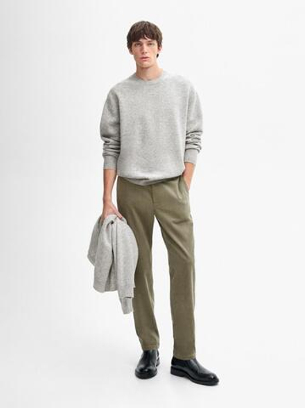 Massimo Dutti Свитер из смесовой шерсти с круглым вырезом, серый меланж