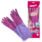 Перчатки резиновые с удлинённой манжетой 38см (S) ароматизированные Роза YORK