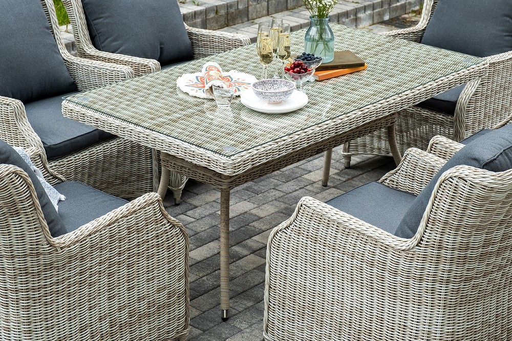 "Неаполь" обеденная группа плетеная из искусственного ротанга, цвет соломенный