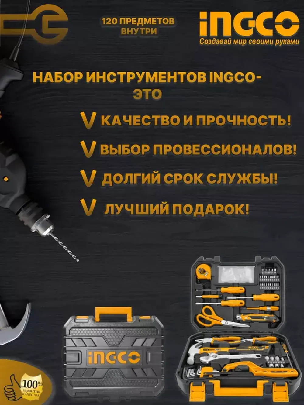Набор инструмента 120 шт INGCO HKTHP21201