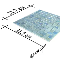 STP-GN003-L Natural Мозаичная плитка из стекла Steppa зеленая голубая с перламутром