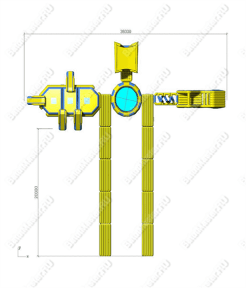 Коммерческий аквапарк на воде «Водный мир» 36×28×3 м