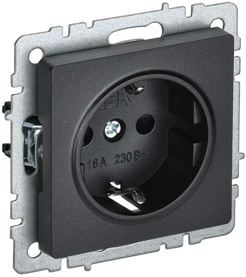 Розетка Brite с заземл без шторки, черн ИЕК