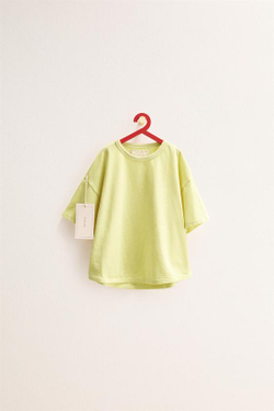 ZARA TIMELESS - ОДНОТОННАЯ ФУТБОЛКА ИЗ ХЛОПКА, ЛАЙМОВЫЙ