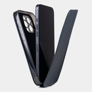 Кожаный чехол для iPhone 16 Pro Max, теленок синего цвета