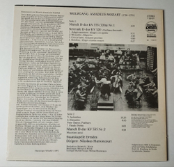 Винтажная виниловая пластинка LP Harnoncourt, Dirigiert Mozart Staatskapelle Dresden, Posthorn Serenade KV 320 (ГДР 1989)