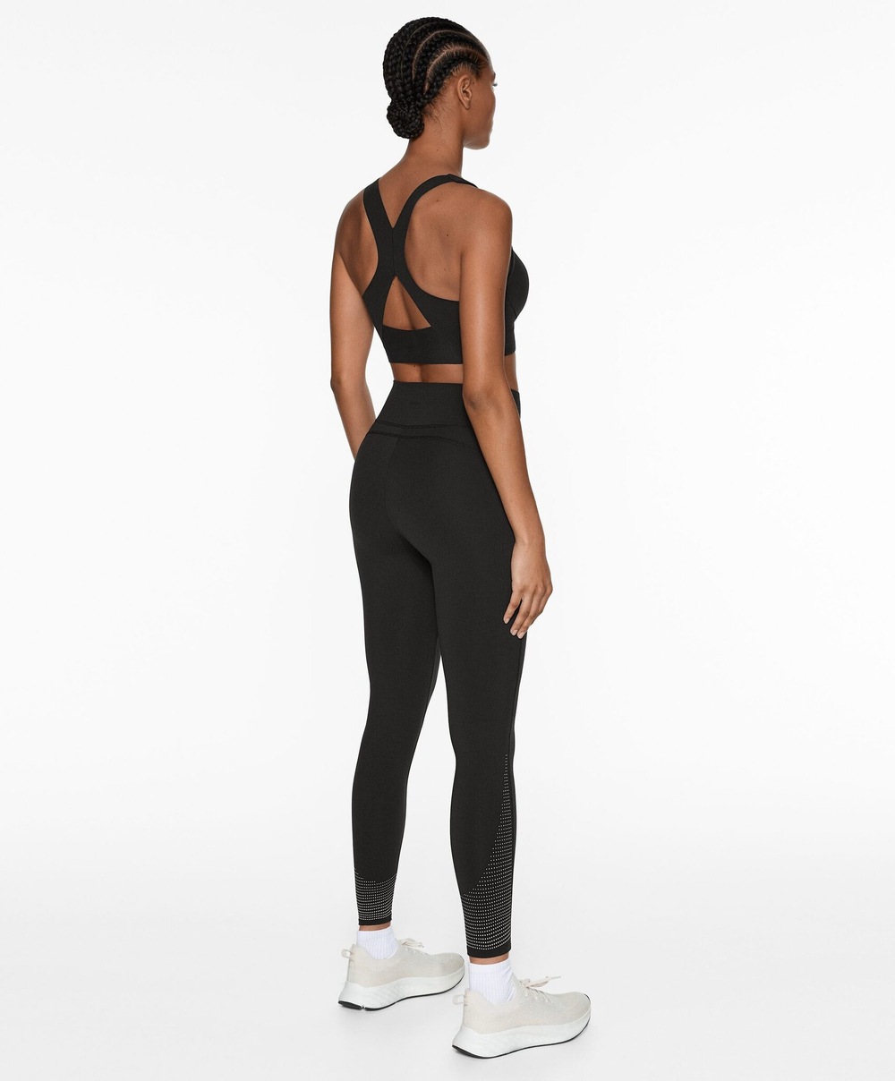 OYSHO Легинсы до щиколотки Compressive Running с высокой посадкой, 65 см, черный