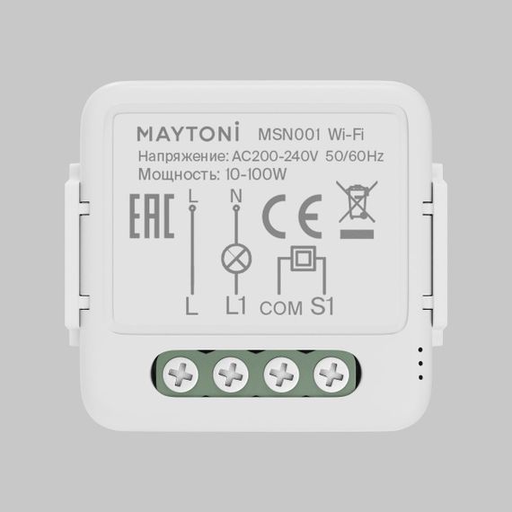 Wi-Fi выключатель одноканальный (без нуля) Maytoni Technical Smart home MSN001