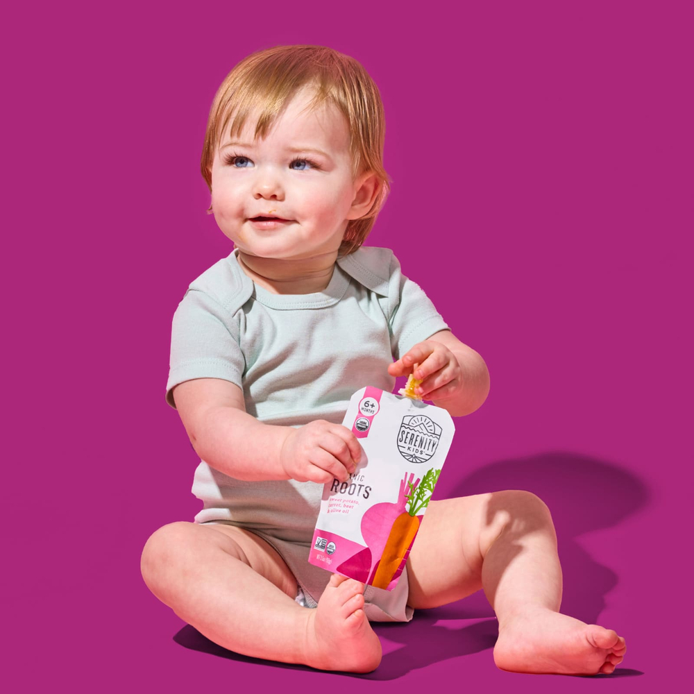 Serenity Kids, Органические корни, сладкий картофель, морковь, свекла и оливковое масло, от 6 месяцев, 3,5 унции (99 г)