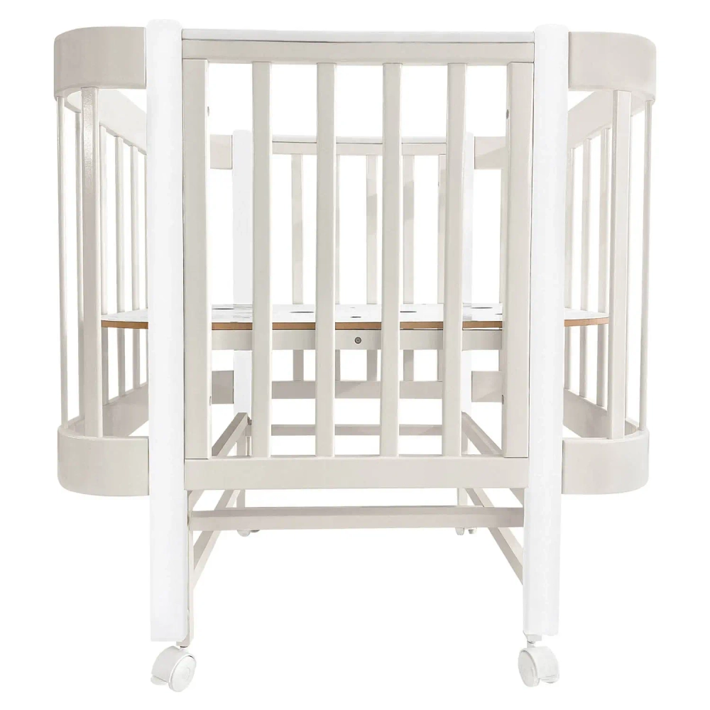 Кровать детская Indigo Italiano Baby продольный маятник на колесах кашемир-белый