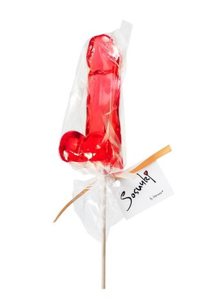 Красный леденец в форме члена со вкусом виски - 173 гр. (Цвет: красный)