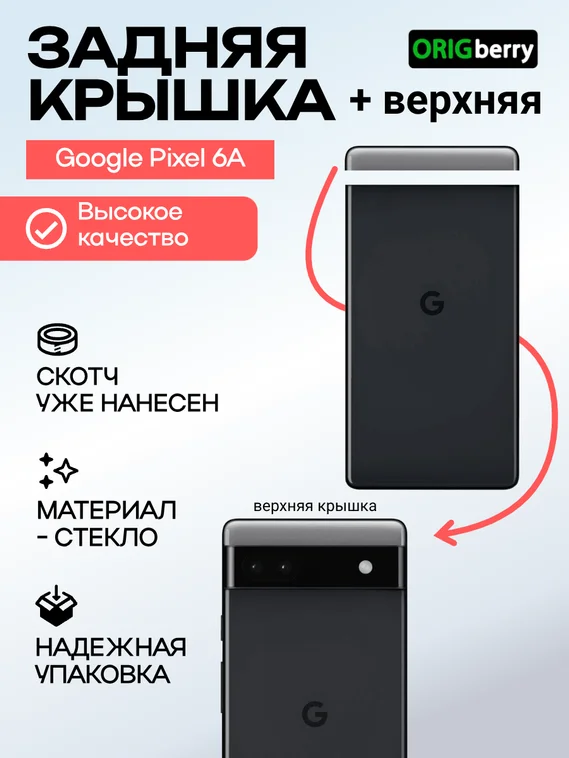 Комплект задняя и верхняя крышка для Google Pixel 6a черная (Charcoal)