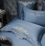 Постельное белье Сатин Гладкокрашеный Вышивка Делюкс на резинке DHCR005
