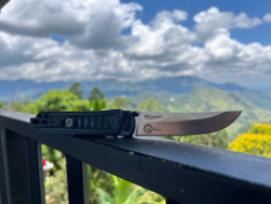 Складной нож Whisper AUS-10Co StoneWash Blue, на подшипнике