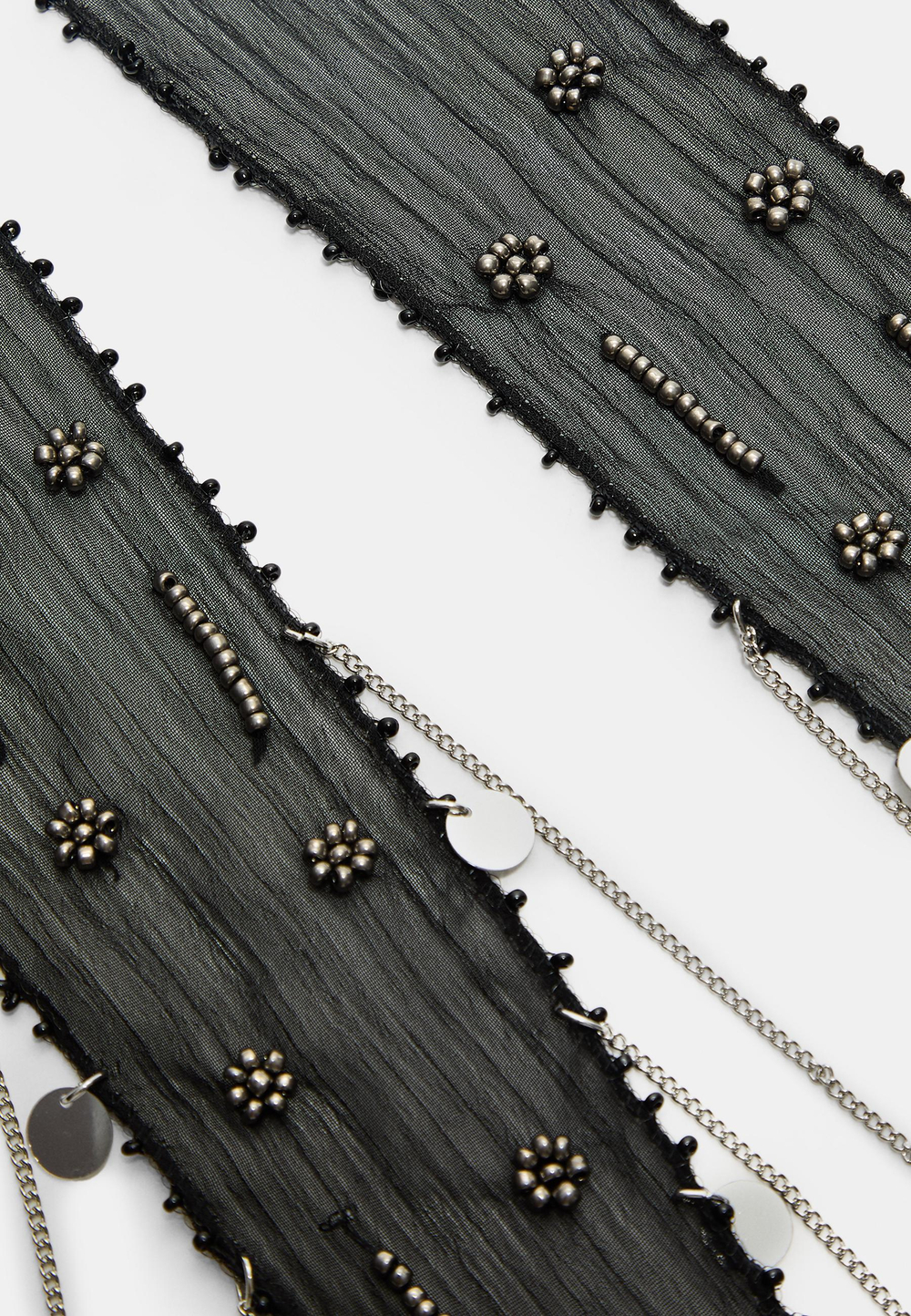 STRADIVARIUS Шарф с бисером, черный