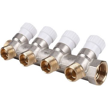 Коллектор распределительный Stout 3/4"x1/2" - 4 отвода «плоское уплотнение» SMB 6852 341204