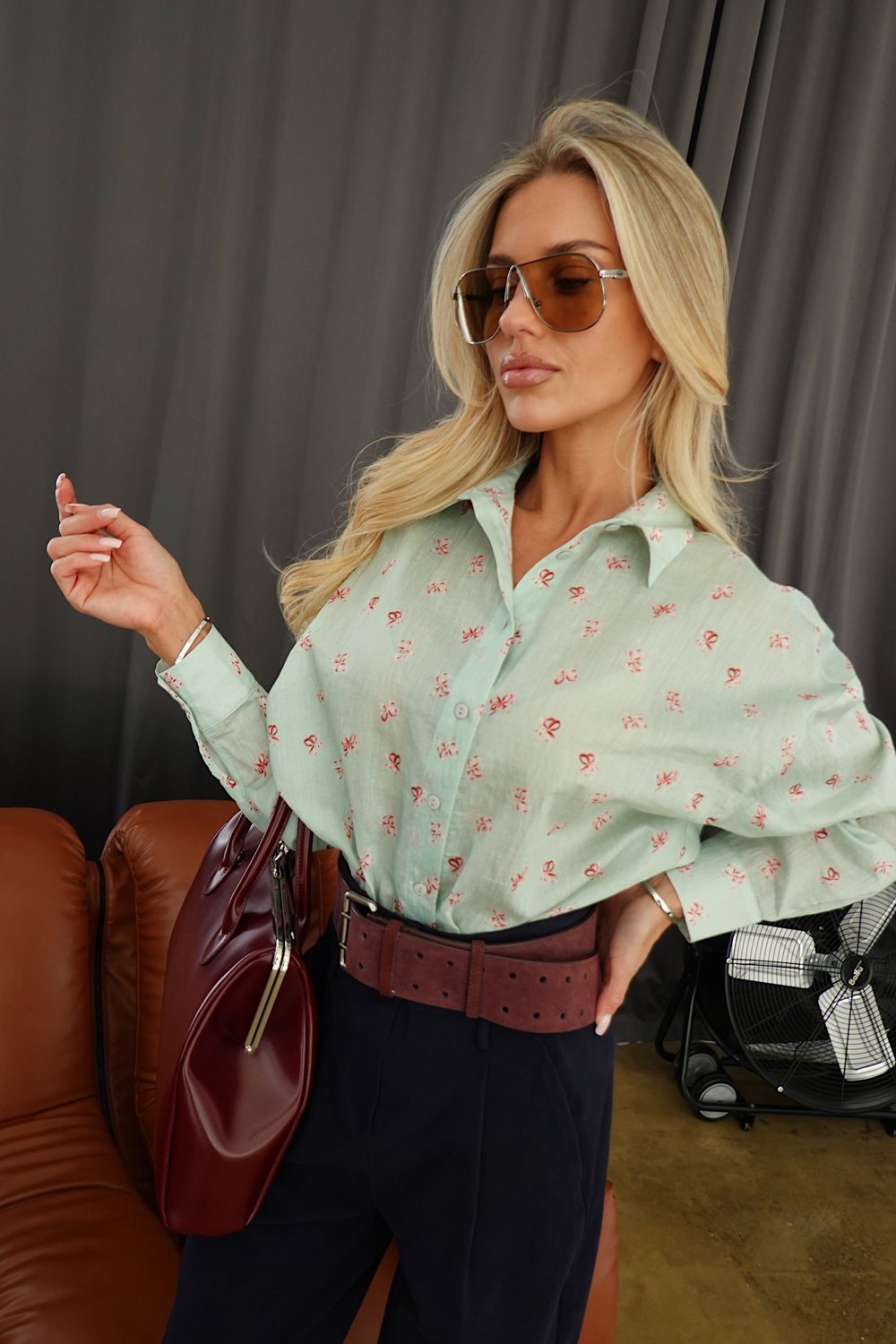 Рубашка из тонкого батиста с принтом