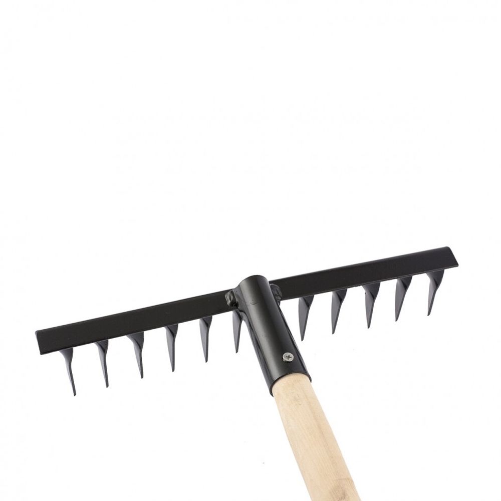 61744 Грабли стальные 300х1300мм, 12 витых зубьев, деревянный черенок Сибртех