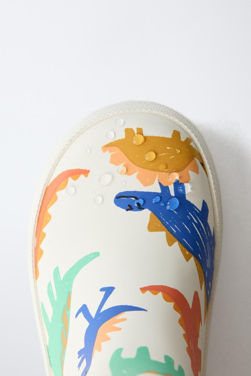 ZARA РЕЗИНОВЫЕ САПОГИ С ДИНОЗАВРАМИ, БЕЛЫЙ