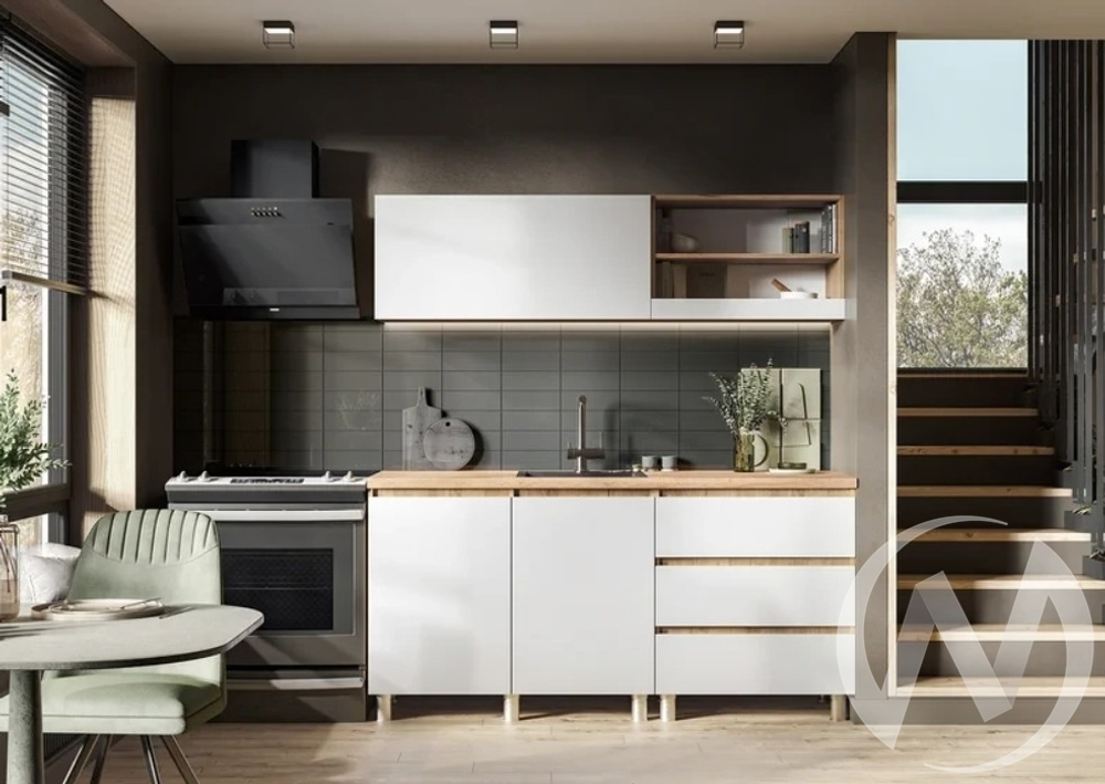 Кухня Хелен ЛДСП 1.7 (дуб крафт золото/белый шагрень)