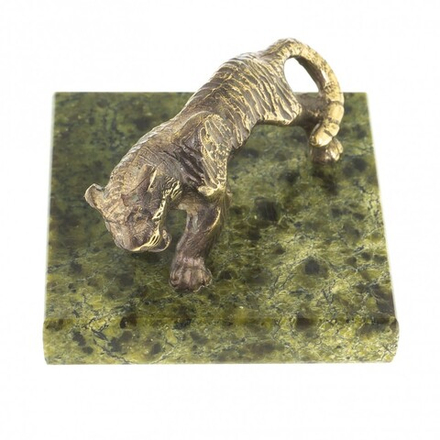 Статуэтка из бронзы фигурка "Крадущийся тигр" змеевик G 122284