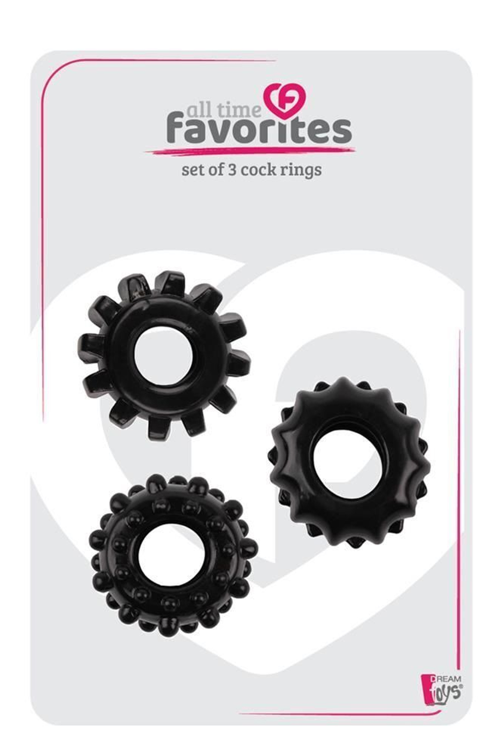 Набор из 3 черных эрекционных колец SET OF 3 COCKRINGS (Цвет: черный)