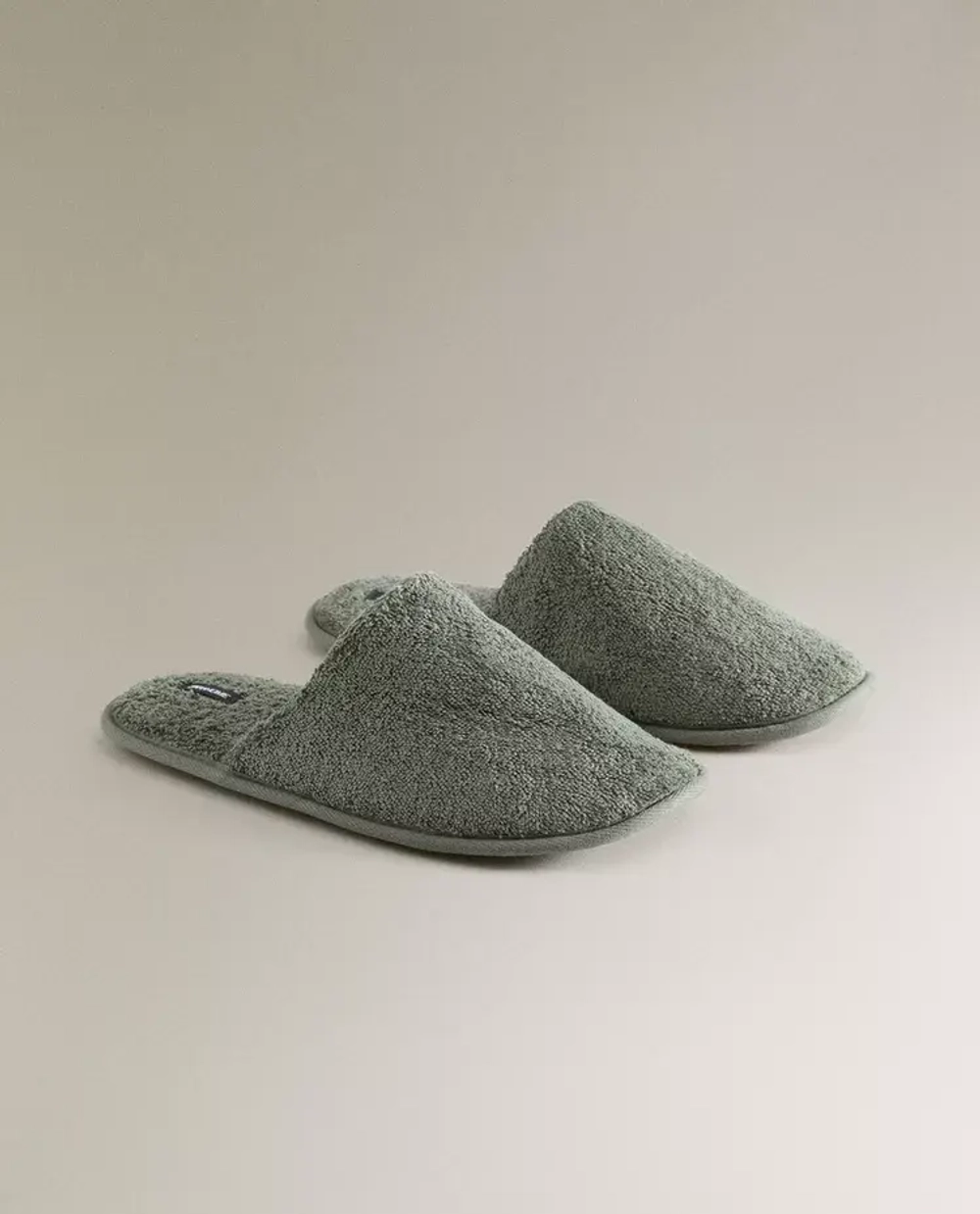 ZARA HOME МАХРОВЫЕ ТАПОЧКИ, ХАКИ