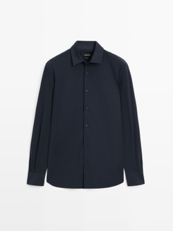 Massimo Dutti Эластичная рубашка облегающего кроя, темно-синий