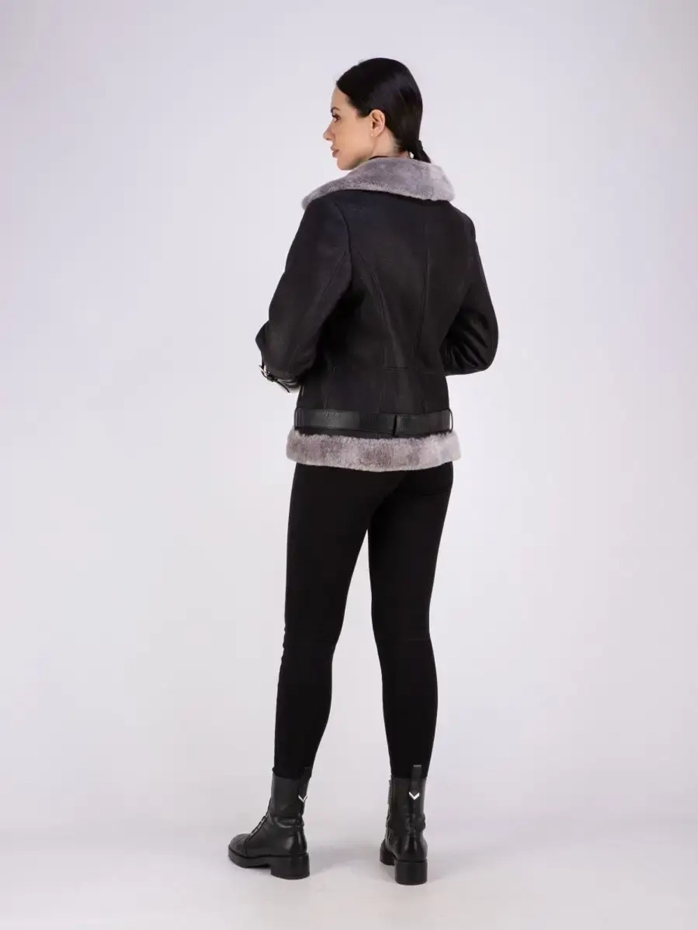 Дубленка авиатор женская натуральная короткая зима Турция