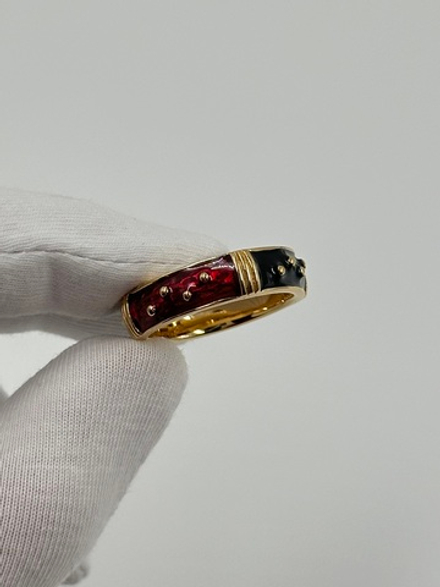 Кольцо с красной и чёрной эмалью Joan Rivers