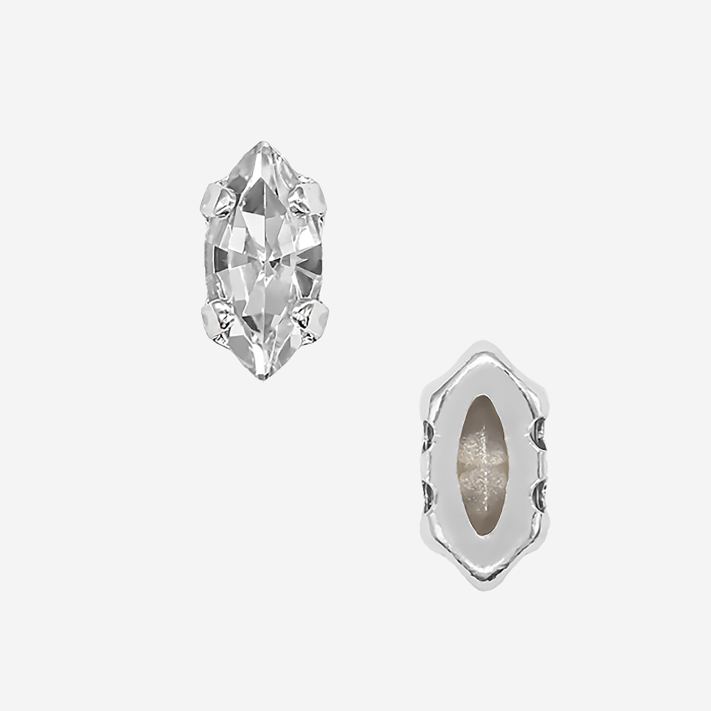 Кристалл Маркиз (Marquise Fancy Stone) в цапах, оттенок "Кристалл"/"Crystal", 6*3мм, родирование