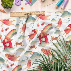 Ткань саржа детская радуга