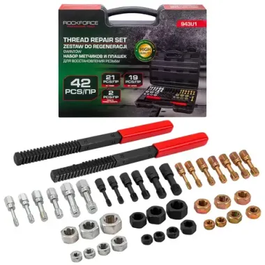 Набор метчиков и плашек для восстановления резьбы, 42пр RockFORCE RF-943U1