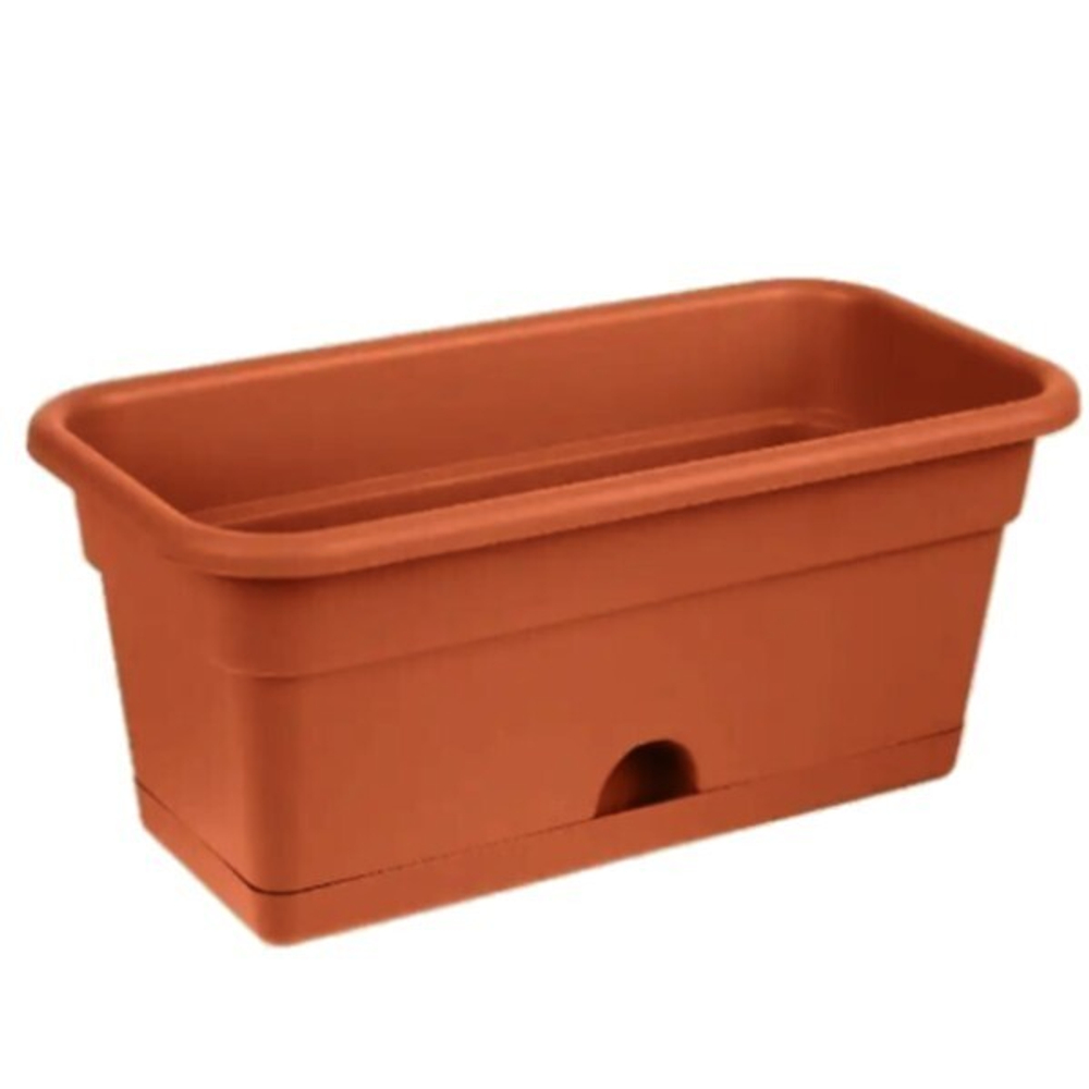 Ящик балконный 8л 400*200*170 с отверстием для нижнего полива цвет терракотовый