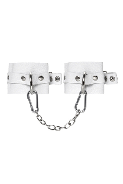 Наручники мягкие BDSM с люверсами натуральная кожа белые