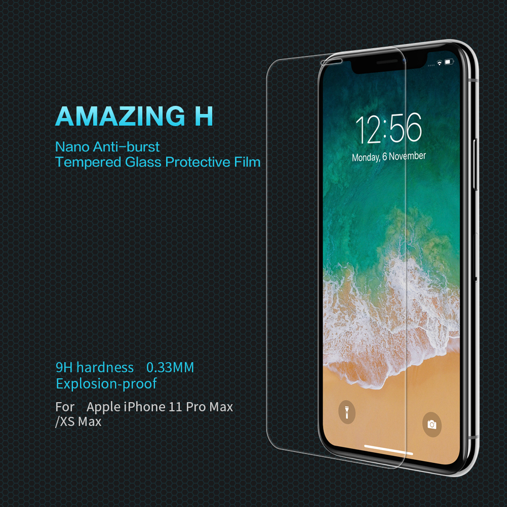 Защитное стекло с прозрачными рамками от Nillkin для iPhone 11 Pro Max и XS Max, серия H Anti-Explosion Glass Screen Protector