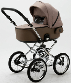 Детская коляска Adamex Porto Retro 2 в 1 PO-PS15 (Т.БЕЖ+Т.БЕЖА КОЖА)