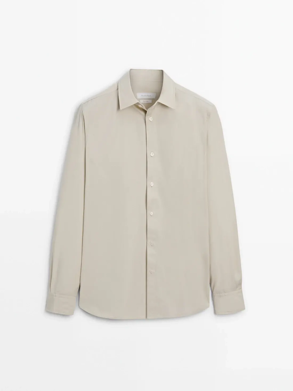 Massimo Dutti Рубашка из 100% хлопкового поплина с карманом, бежевый